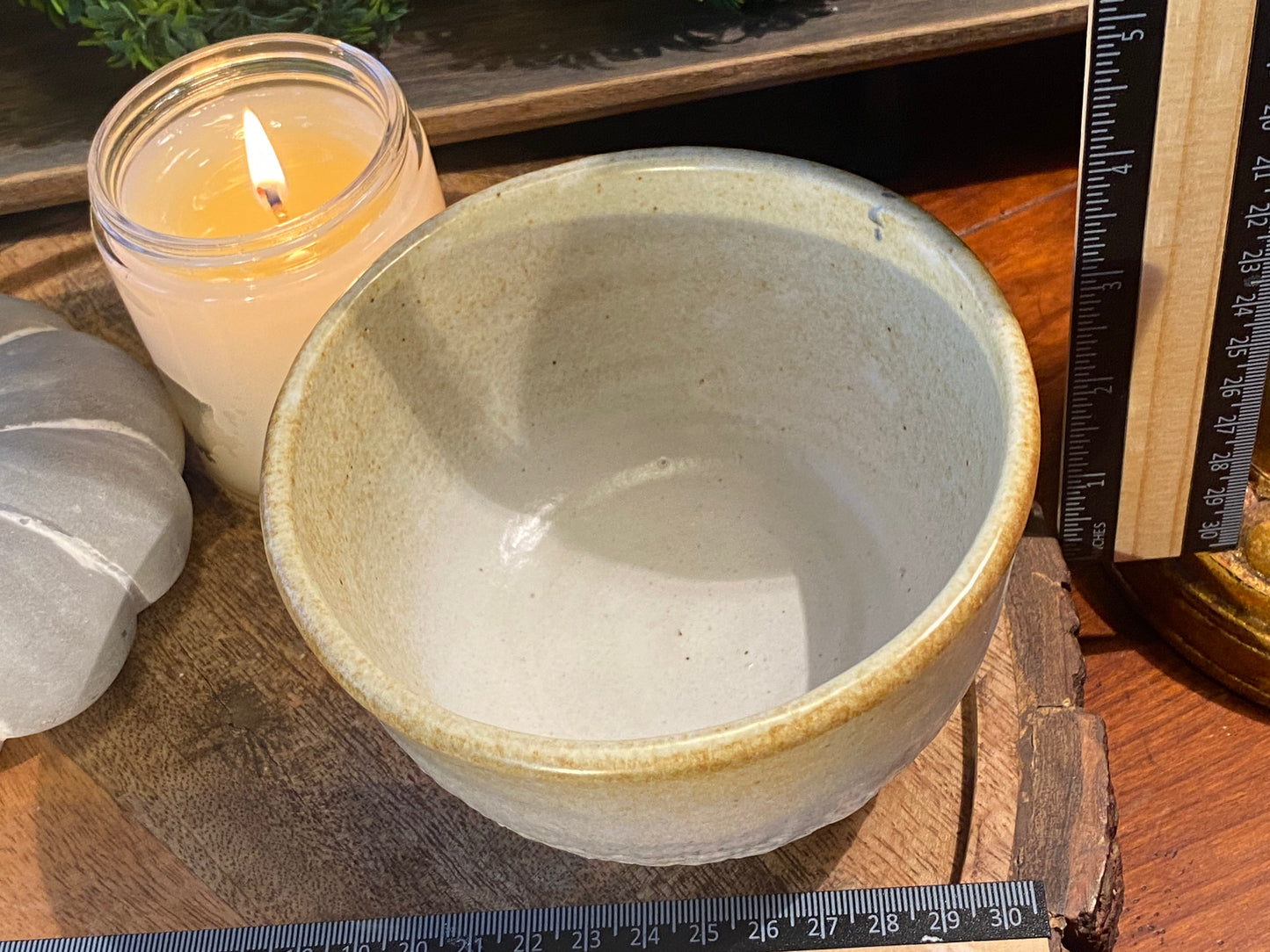 A Handcrafted, Wheel-Thrown Container Candle- Large Vessel, Sunset Textured Glaze- 13.5oz Luxury, Long-Burning Soy Wax- Phthalate Free Fragrance