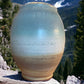 Wheel-Thrown Pottery Art Piece/Vase- Beautiful Earth Tones- Sunset Sky Blue, Creams and Browns, Dimensions:  13h"x10w"