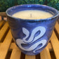 Handcrafted, Wheel-Thrown Container Candle- Small Blue/White Snake Vessel- 6.5oz Luxury, Long-Burning Soy Wax- Phthalate Free Fragrance