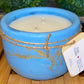 Handcrafted Concrete Container Candle- Tulip Shape, Royal Blue, Gold Veined Candle- 8oz Double Wick, Luxury, Long-Burning Soy Wax- Phthalate Free Fragrance