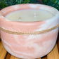 Handcrafted, Concrete, Container Candle- Tulip Shape, Red and White Marble- 8oz Double Wick, Luxury, Long-Burning, Soy Wax- Phthalate Free Fragrance