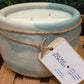 A Handcrafted Concrete Container Candle-Tulip Shape Teal and White Marble- 8oz Luxury, Long-Burning Soy Wax- Phthalate Free Fragrance