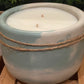 A Handcrafted Concrete Container Candle-Tulip Shape Teal and White Marble- 8oz Luxury, Long-Burning Soy Wax- Phthalate Free Fragrance