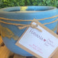 A Handcrafted Concrete Container Candle- Tulip Shape, Bright Blue/Metallic Gold -8oz Double Wick, Luxury, Long-Burning Soy Wax- Phthalate Free Fragrance