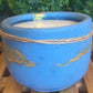 A Handcrafted Concrete Container Candle- Tulip Shape, Bright Blue/Metallic Gold -8oz Double Wick, Luxury, Long-Burning Soy Wax- Phthalate Free Fragrance