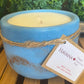 Handcrafted, Concrete, Container Candle- Tulip Shape, Blue, Copper Streaks- 8oz Luxury, Long-Burning, Soy Wax- Phthalate Free Fragrance