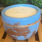 Handcrafted, Concrete, Container Candle- Tulip Shape, Blue, Copper Streaks- 8oz Luxury, Long-Burning, Soy Wax- Phthalate Free Fragrance