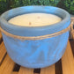Handcrafted, Concrete, Container Candle- Tulip Shape, Blue/Navy Marbled- 8oz Double Wick, Luxury, Long-Burning, Soy Wax- Phthalate Free Fragrance