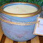 Handcrafted, Concrete, Container Candle- Tulip Shape, Gold Rim, Navy/Rose Veined- 8oz Double Wick,  Luxury, Long-Burning, Soy Wax- Phthalate Free Fragrance