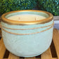 A Handcrafted Concrete Container Candle- Tulip Shape, Green/ Gold Veined Candle- 8oz Double Wick, Luxury, Long-Burning Soy Wax- Phthalate Free Fragrance