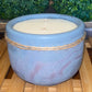 A Handcrafted Concrete Container Candle- Tulip Shape, Navy Blue, Rose Gold Veined Candle- 8oz Double Wick, Luxury, Long-Burning Soy Wax- Phthalate Free Fragrance