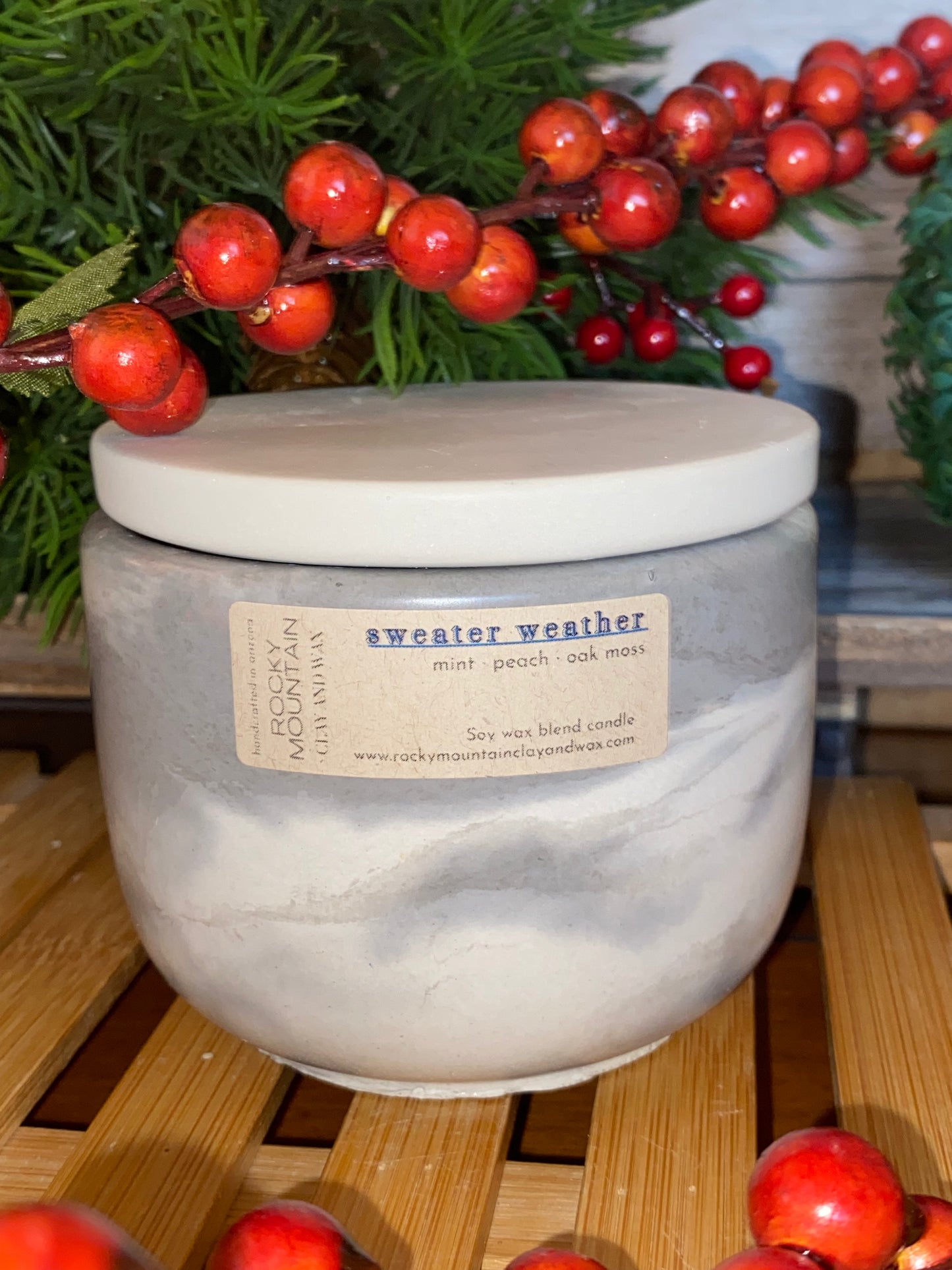 Handcrafted Concrete Container Candle- Tulip Shape, Black/White Marbled Candle with lid- 8oz Double Wick, Luxury, Long-Burning Soy Wax- Phthalate Free Fragrance