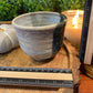 Handcrafted, Wheel-Thrown Container Candle- Medium Vessel, White/Blue Fat Stripe- 9oz Luxury, Long-Burning Soy Wax- Phthalate Free Fragrance