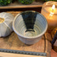 Handcrafted, Wheel-Thrown Container Candle- Medium Vessel, White/Blue Fat Stripe- 9oz Luxury, Long-Burning Soy Wax- Phthalate Free Fragrance