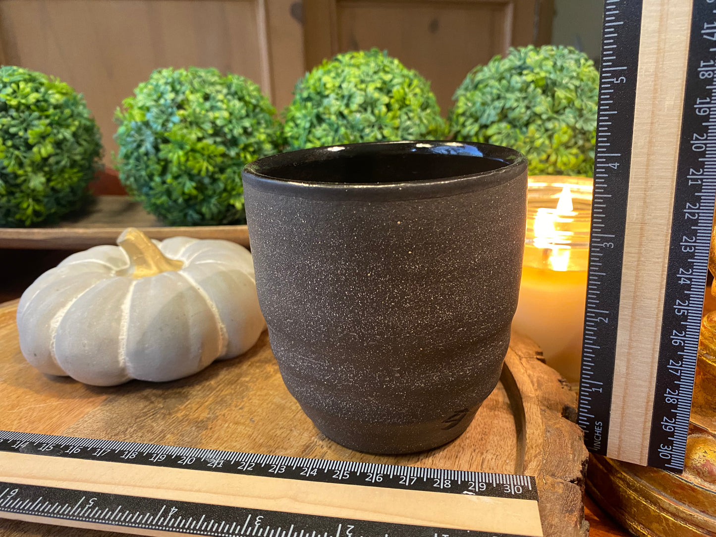 Handcrafted, Wheel-Thrown Container Candle- Medium Black Vessel, Stoneware Design- 10.5oz Luxury, Long-Burning Soy Wax- Phthalate Free Fragrance