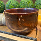 Handcrafted, Wheel-Thrown Container Candle- Medium Brown Vessel w White Glazed Designs- 17oz Luxury, Long-Burning Soy Wax- Phthalate Free Fragrance