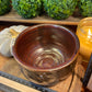Handcrafted, Wheel-Thrown Container Candle- Medium Brown Vessel w White Glazed Designs- 17oz Luxury, Long-Burning Soy Wax- Phthalate Free Fragrance