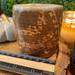 Handcrafted, Wheel-Thrown Container Candle- Small Brown Vessel, Tan Aztec Glazed Designs- 8oz Luxury, Long-Burning Soy Wax- Phthalate Free Fragrance