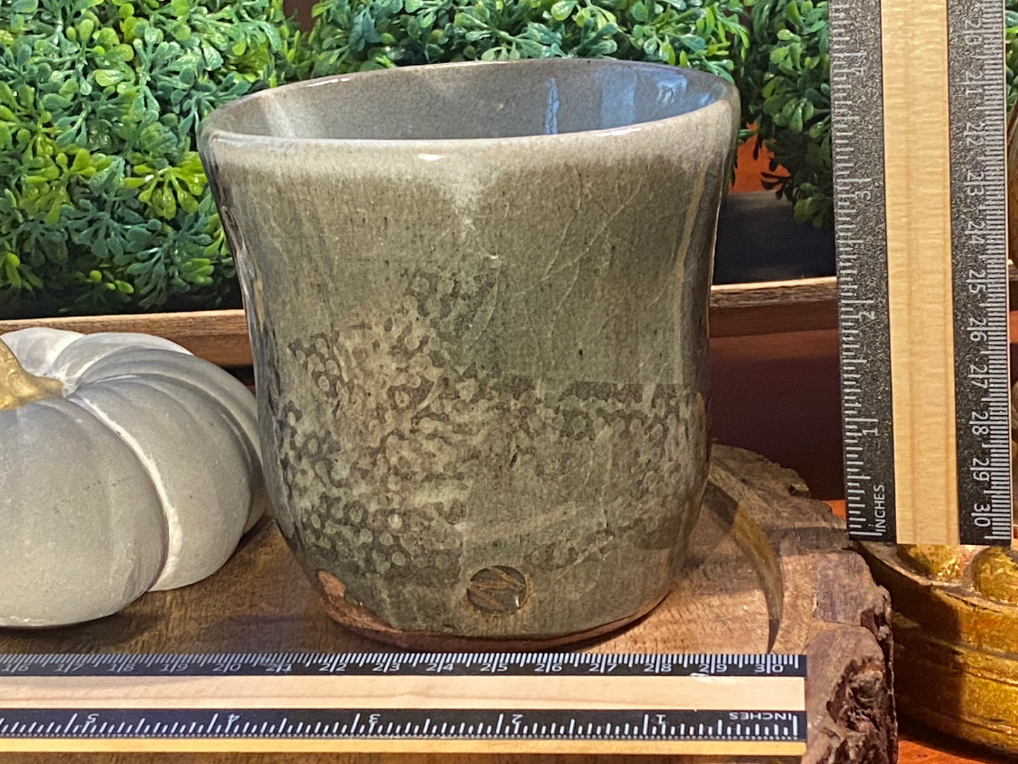 Handcrafted, Wheel-Thrown Container Candle- Medium Gray Vessel, Black Textured Glaze- 11oz Luxury, Long-Burning Soy Wax- Phthalate Free Fragrance