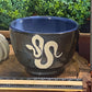 Handcrafted, Wheel-Thrown Container Candle- Medium Black/Blue Vessel, Snake- 11.5oz Luxury, Long-Burning Soy Wax- Phthalate Free Fragrance