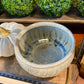 Handcrafted, Wheel-Thrown Container Candle- Medium Shallow Vessel, Textured White/Blue Bowl- 12oz Luxury, Long-Burning Soy Wax- Phthalate Free Fragrance