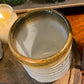 Handcrafted, Wheel-Thrown Container Candle- Large White Vessel, Waves Texture, Brown Rim- 18oz Luxury, Long-Burning Soy Wax- Phthalate Free Fragrance