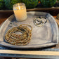 Handcrafted, Unique, Pottery Plate- X-Large Square Gray Circles