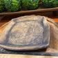 Handcrafted, Unique, Pottery Plate- Medium Square, Gray Circles