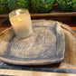 Handcrafted, Unique, Pottery Plate- Medium Square, Gray Circles