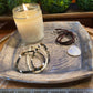 Handcrafted, Unique, Pottery Plate- Medium Square, Gray Circles