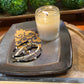 Handcrafted, Unique, Pottery Plate- Medium Square, Brown, Asian Cloud