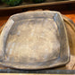 Handcrafted, Unique, Pottery Plate- Lt Gray, Large Square w Textured Circles