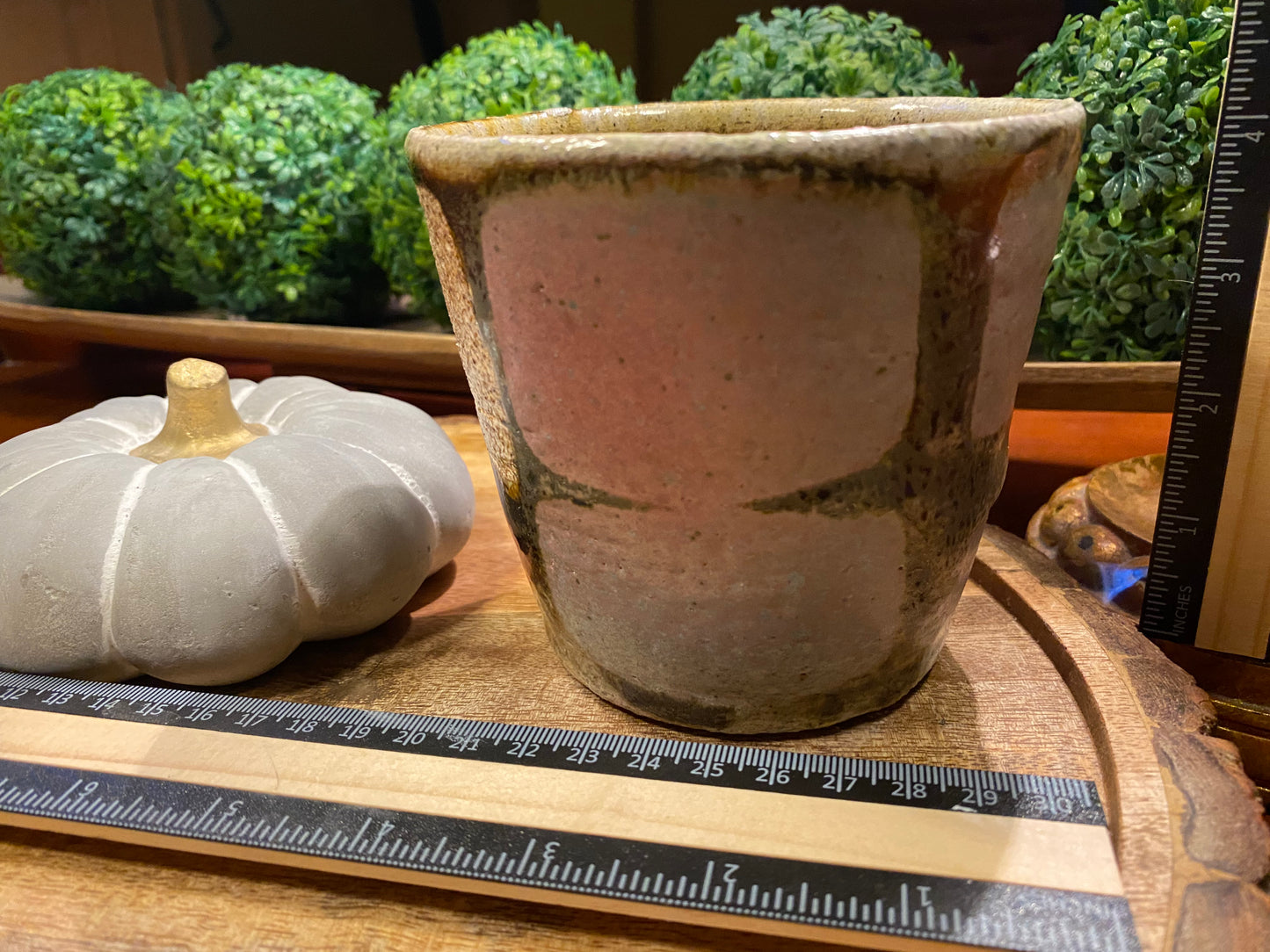 Handcrafted, Wheel-Thrown Container Candle- Large Pink/Brown Vessel-Glazed Square Design-16oz Luxury, Long-Burning Soy Wax- Phthalate Free Fragrance