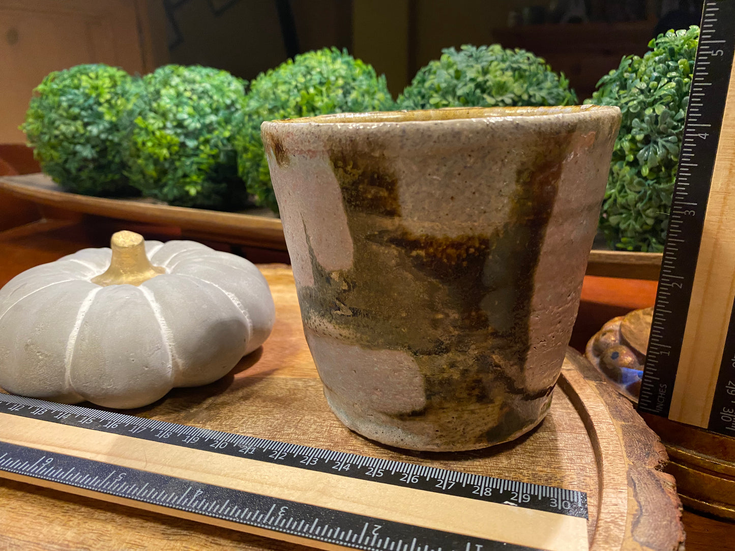 Handcrafted, Wheel-Thrown Container Candle- Large Pink/Brown Vessel-Glazed Square Design-16oz Luxury, Long-Burning Soy Wax- Phthalate Free Fragrance